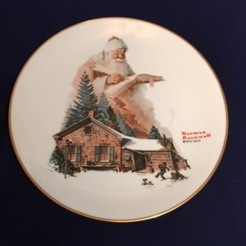 Vintage Norman Rockwell Sept 1975 Collectable Plate Santa "Good Deeds"